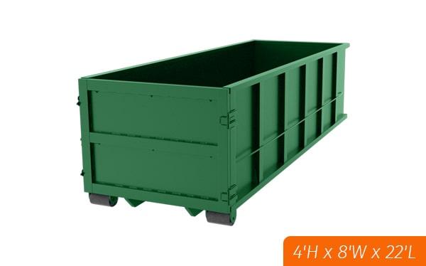 the twenty-yard dumpsters can be delivered to your location and picked up when your rental period is over